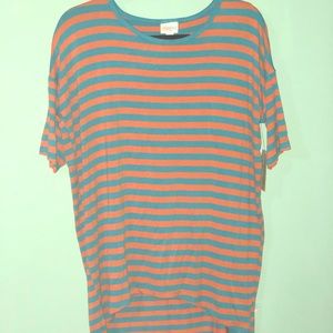 NWT LulaRoe XXS Orange & Blue Stripe Short Sleeve